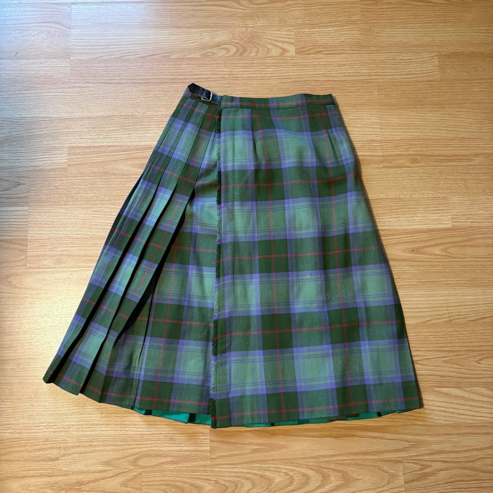 Vintage Kinloch Anderson Scotland Wool Tartan‎ Pleated Kilt Skirt